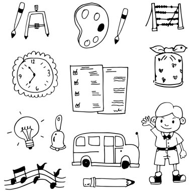 El ile okulun Doodle çizmek düz