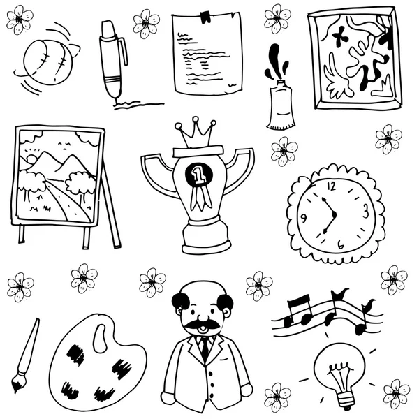 Object school doodles with hand draw — Stock Vector