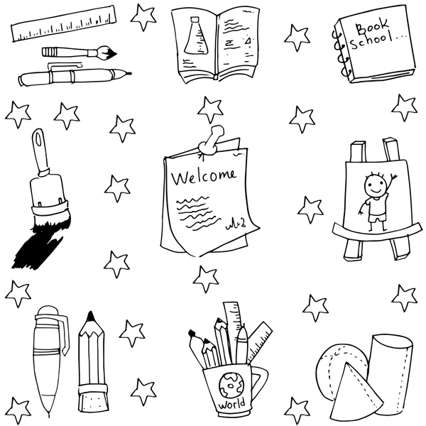 Escola elemento bonito no doodle — Vetor de Stock