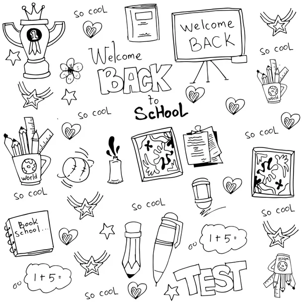 Loting doodles school handgereedschap — Stockvector