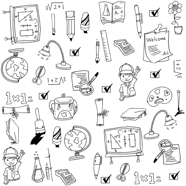 Vector art collection school doodles — Stock Vector