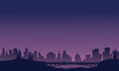 Köprü ve şehir manzara siluet