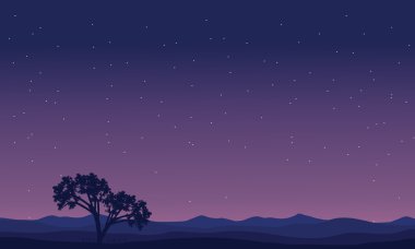 Gece siluetleri peyzaj ağaçları