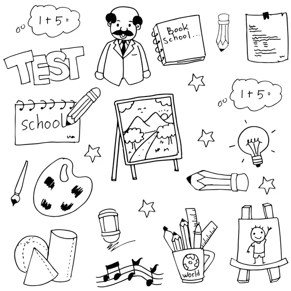 Hand zeichnen Schule Doodles — Stockvektor