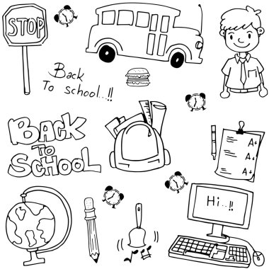 Vektör Sanat Okulu eğitim doodles