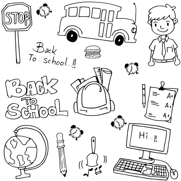 Istruzione scolastica doodles arte vettoriale — Vettoriale Stock