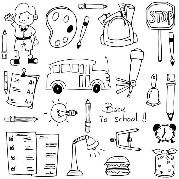 Doodle of hand draw school eductaion — Stock Vector