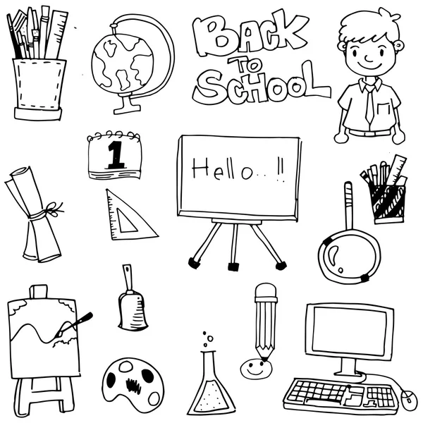 Escola doodles mão desenhar vetor —  Vetores de Stock