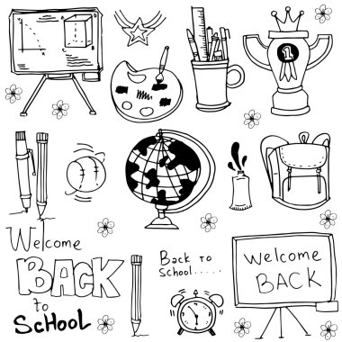 Okul araçları nesnenin Doodle
