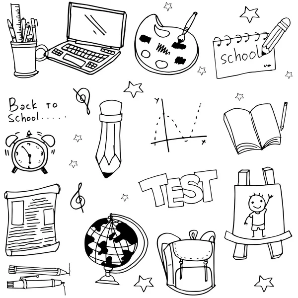 Doodle σχολή εκπαίδευσης αντικειμένου — Διανυσματικό Αρχείο