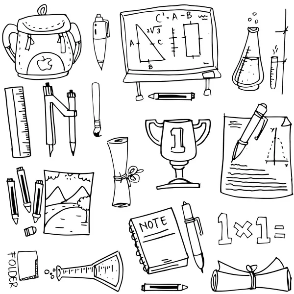 Diseño escuela educación doodles — Vector de stock