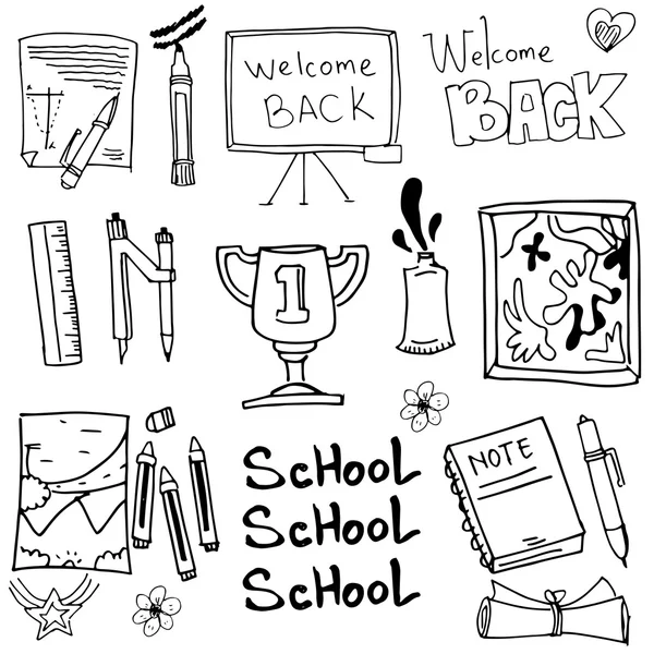 Vettore torna a scuola mano disegnare scarabocchi — Vettoriale Stock