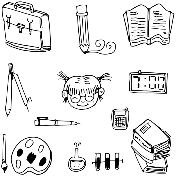 Collection stock school doodles — Stock Vector