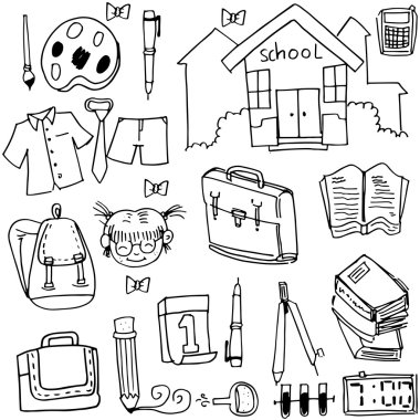 El çizmek okul koleksiyonu doodles