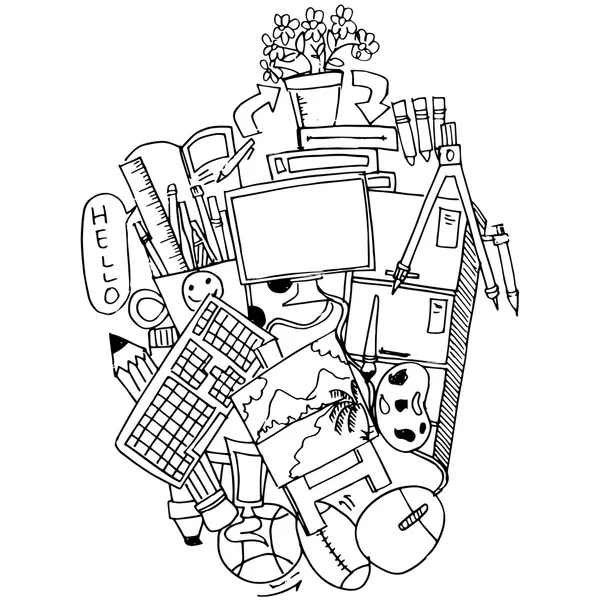 Ilustración vectorial de la educación escolar doodle art — Vector de stock