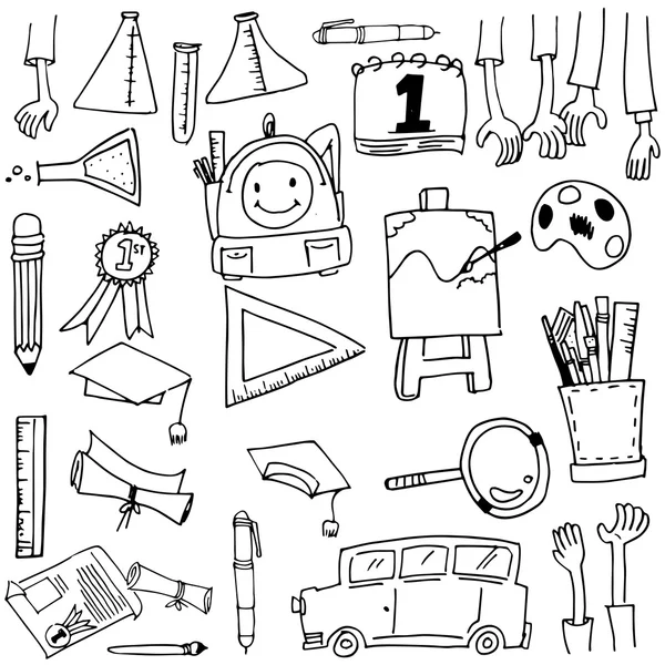 Ilustración schoool education doodles — Vector de stock
