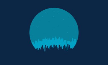 Mavi arka plan şehir siluetleri üzerinde