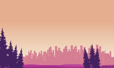 Manzara şehir ve Ladin siluetleri