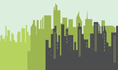 Büyük şehir sahne siluet