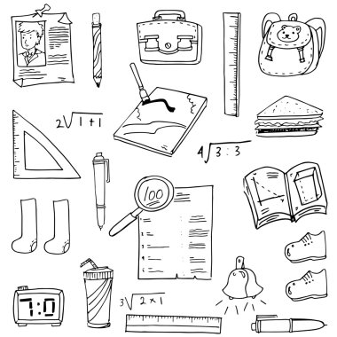 Koleksiyon okul malzemeleri Doodle
