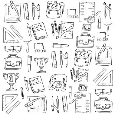 Birçok öğe okulda doodle