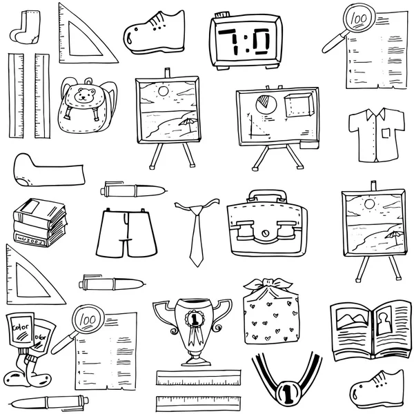 Objeto escolar doodles classroom supplies — Vector de stock