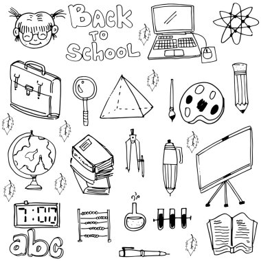 Okul eğitim set vektör sanat doodles