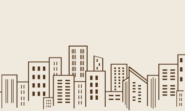 Büyük şehir birçok bina siluetleri