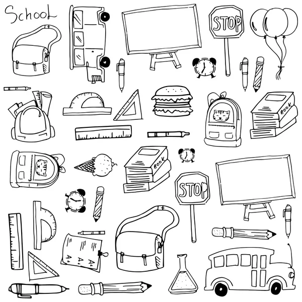 Elemento escola suprimentos doodles —  Vetores de Stock