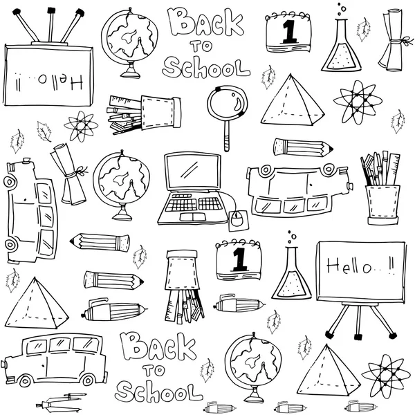 Kézi draw objektum iskola doodles — Stock Vector