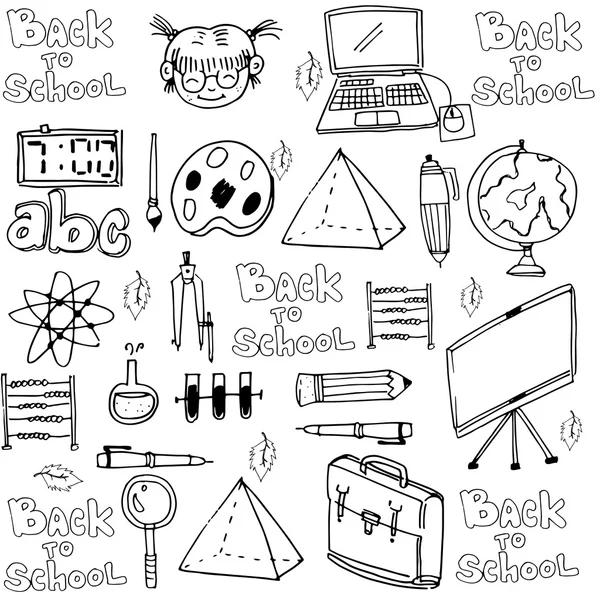 El çizmek okul nesnesinde doodle — Stok Vektör