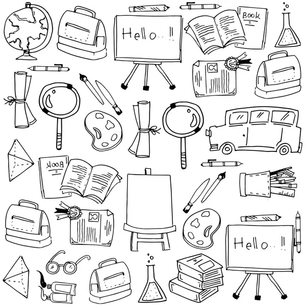 Skolan levererar verktyg doodles — Stock vektor
