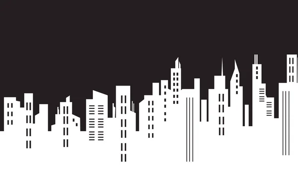 Silhoueutte van stad zwart witte achtergrond — Stockvector