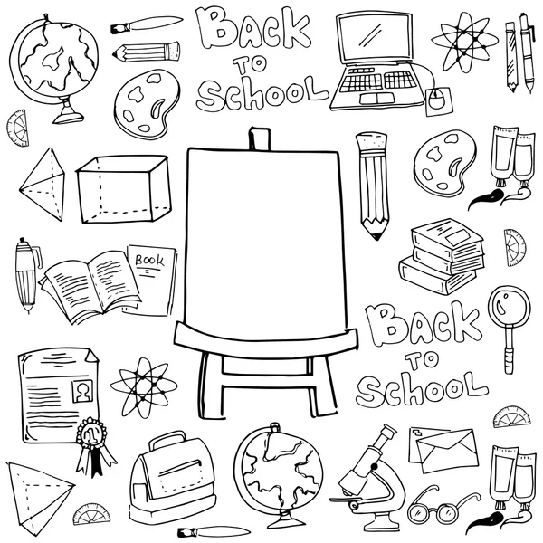 Volver a la escuela doodle set — Archivo Imágenes Vectoriales