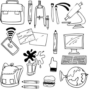 Okul nesne el çizmek karalamalar