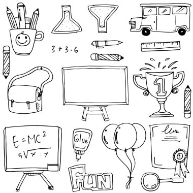 El çizmek koleksiyonu okul doodles