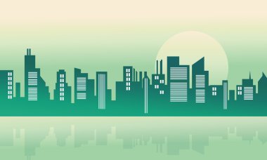 Güzel kentsel sahne ve yansıma siluetleri