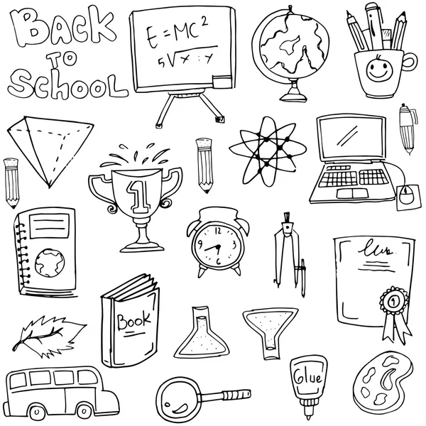 Mão desenho objeto escola doodles — Vetor de Stock