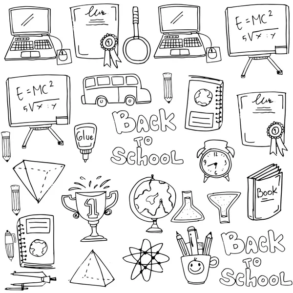 Desenho à mão onject escola doodles — Vetor de Stock