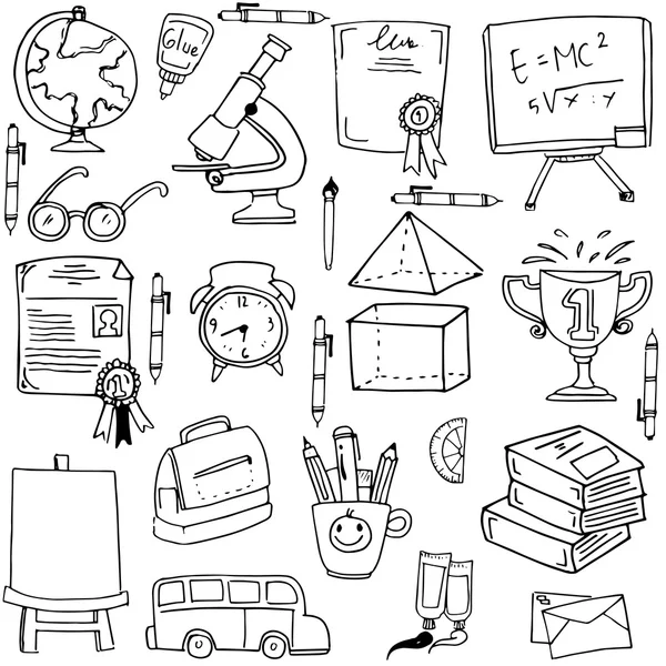 Συλλογή εκπαίδευση προμήθειες doodles — Διανυσματικό Αρχείο