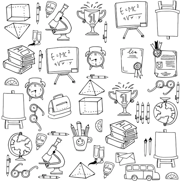 Hand rita objektet utbildning doodles — Stock vektor