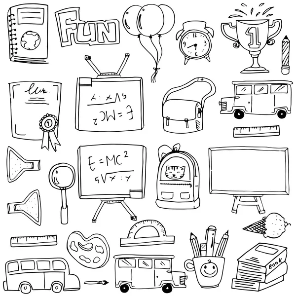 El çizmek eğitim malzemeleri doodle — Stok Vektör