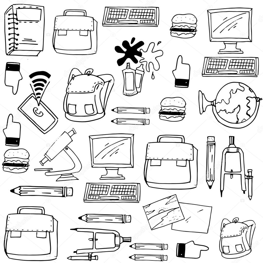 Zeichnen Schule Zeichnen Schule F 252 R Kinder Doodles Stockvektor