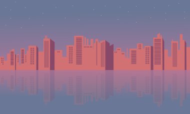 Bina şehir ve yansıma siluet