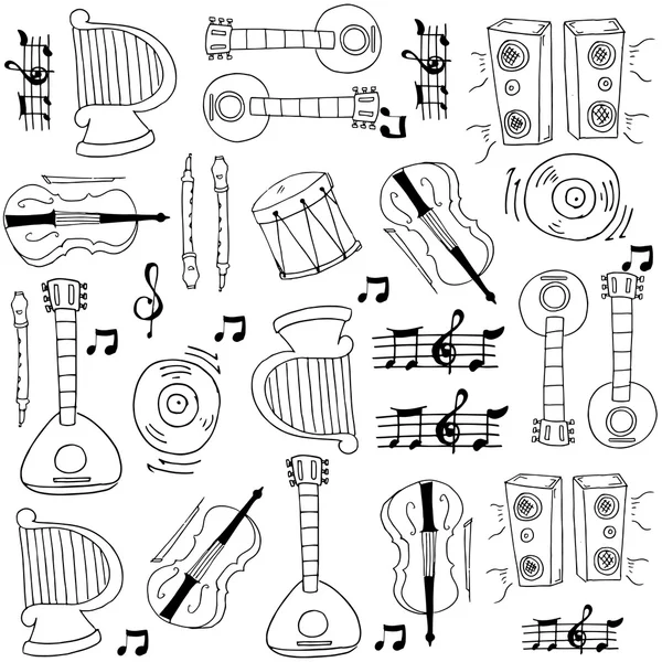 Música garabatos conjunto mano dibujar — Archivo Imágenes Vectoriales