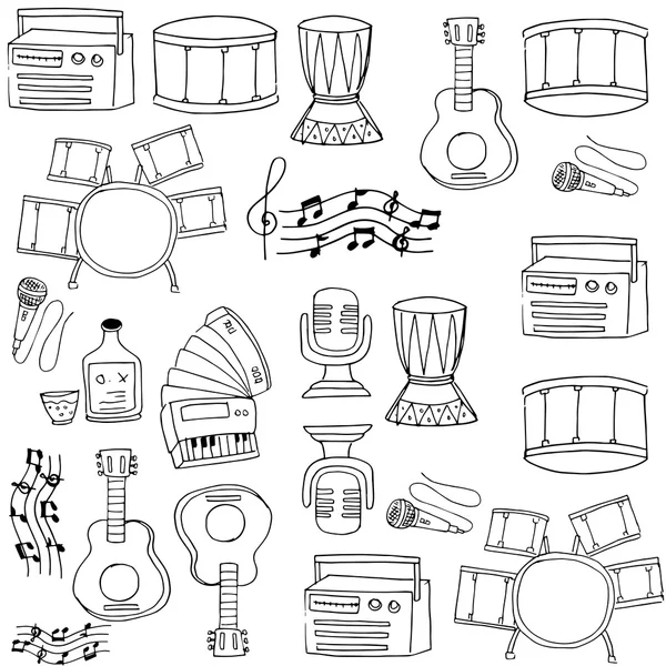Doodle av musik på vit bakgrund — Stock vektor