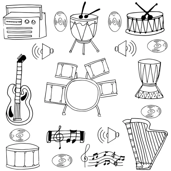 Doodle di elemento set musicale — Vettoriale Stock