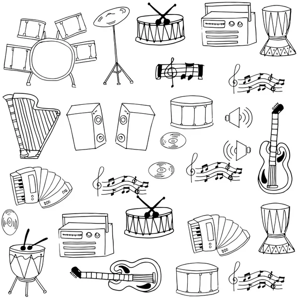 Doodle de mano dibujar música objeto — Archivo Imágenes Vectoriales