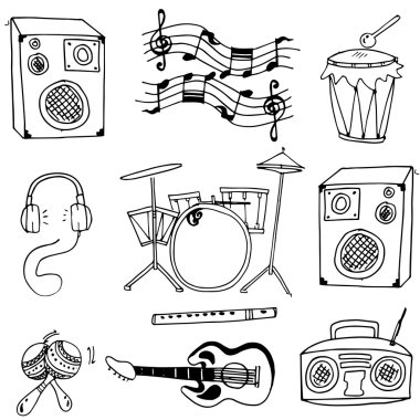 Müzik nesne el Doodle çizmek