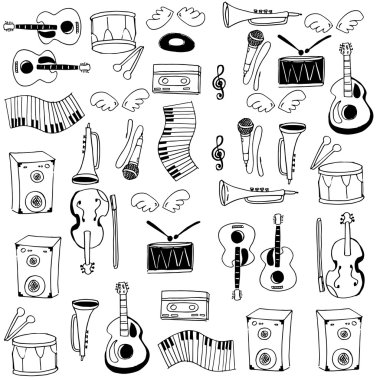 Müzik öğe dizi doodle